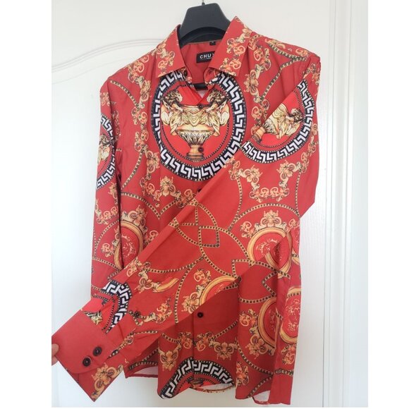 Mens Printed Fashion Shirt Medium EUC - Picture 2 of 8